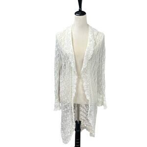 Romantic Lace Open Knit Cardigan‎ Laura Ashley Beaded Ivory Medium